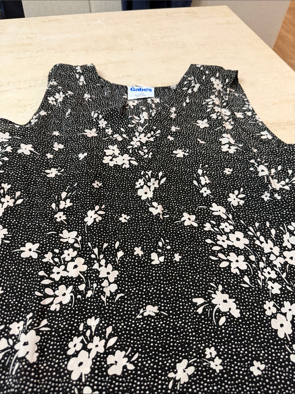 Maurices Black Tank Top with White Floral Print